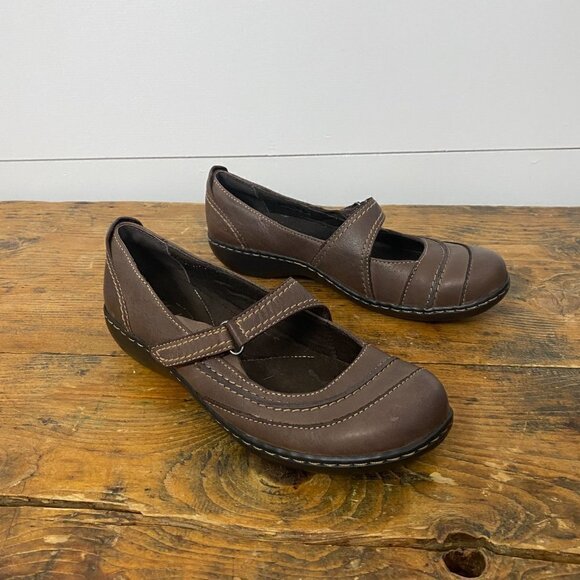 Clarks Bendables Roseville Mary Jane Brown Leather Comfort Shoe Loafers Size 7.5 - Picture 4 of 11